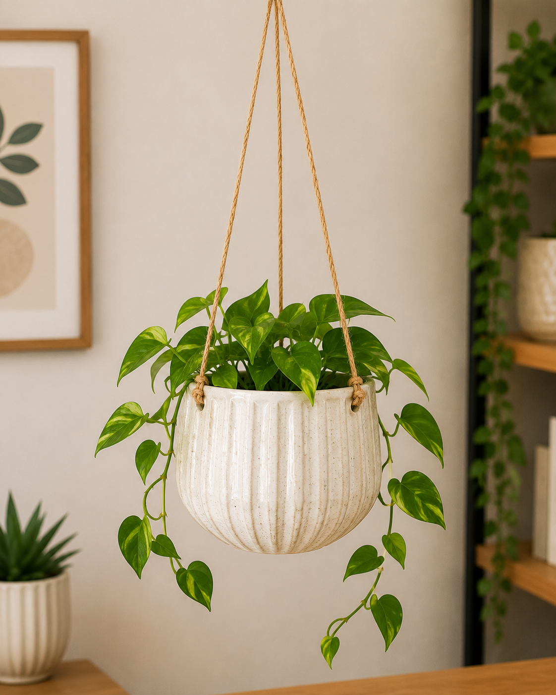 Ceramic hanging planter for home and balcony